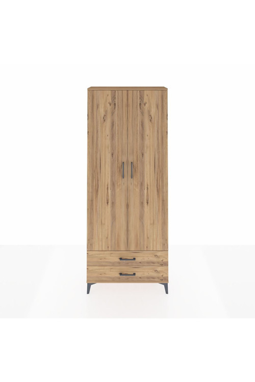 Arges Dolap 2 Raflı 2 Çekmeceli 1 Askılı 88 x 30 x 221 cm Çam - Çam