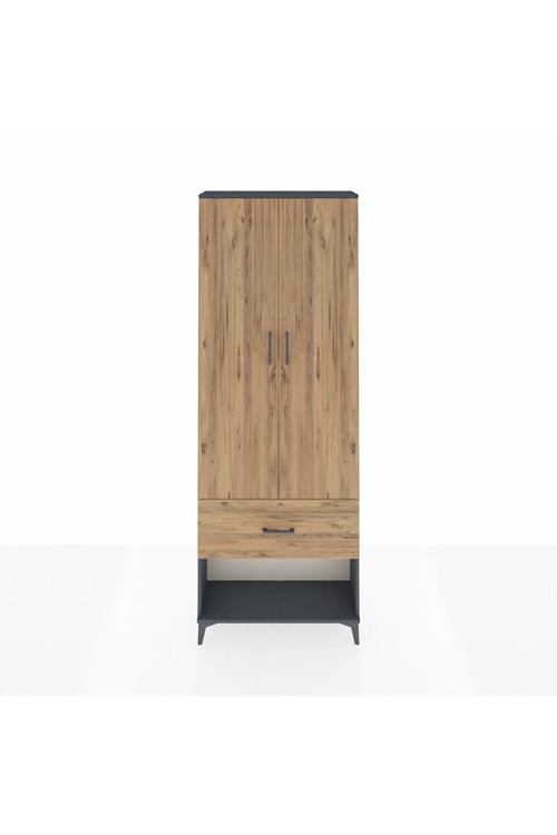 Arges Dolap 1 Raflı 1 Çekmeceli 1 Askılı 88 x 30 x 243 cm Antrasit - Çam