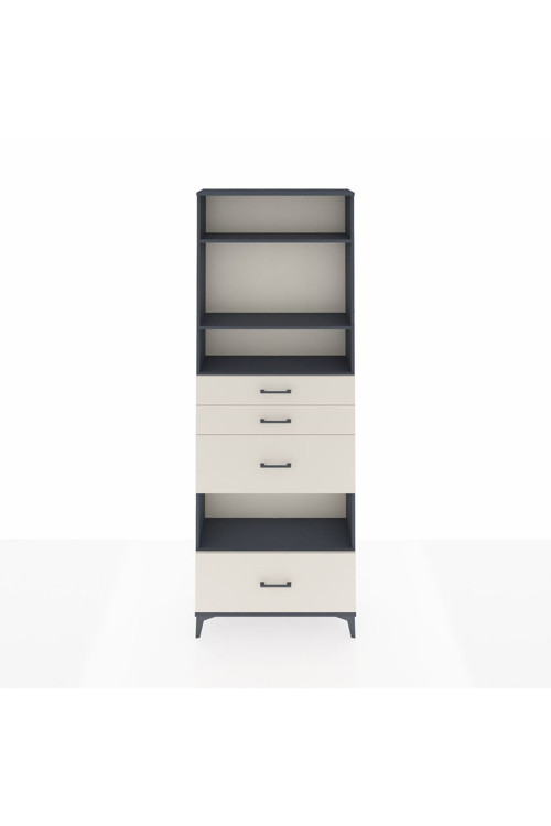 Arges Dolap 4 Raflı 4 Çekmeceli 88x30x243 Antrasit-Aytaşı