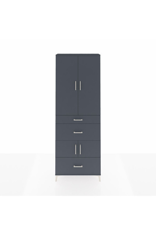 Arges Dolap 4 Raflı 3 Çekmeceli 4 Kapaklı 88x30x243 Antrasit-Antrasit