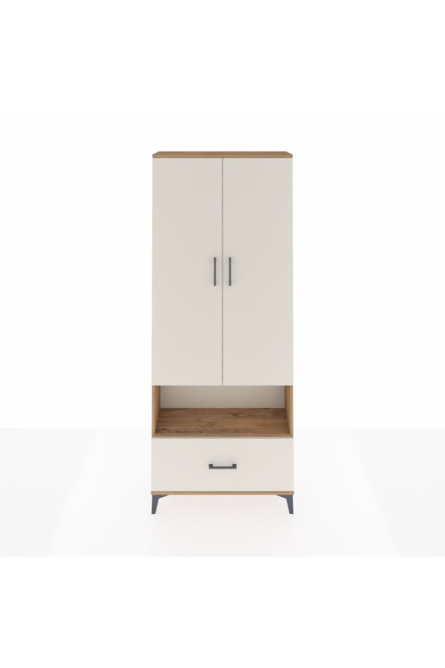 Arges Dolap 4 Raflı Tek Çekmeceli 2 Kapaklı 88x30x221 Çam-Aytaşı