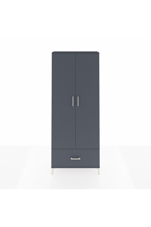 Arges Dolap 5 Raflı Tek Çekmeceli 2 Kapaklı 88x30x221 Antrasit-Antrasit