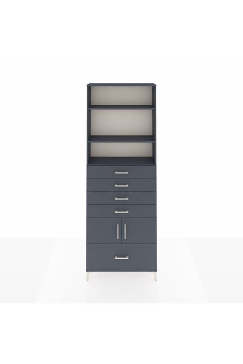 Arges Dolap 4 Raflı 5 Çekmeceli 2 Kapaklı 88x30x243 Antrasit-Antrasit