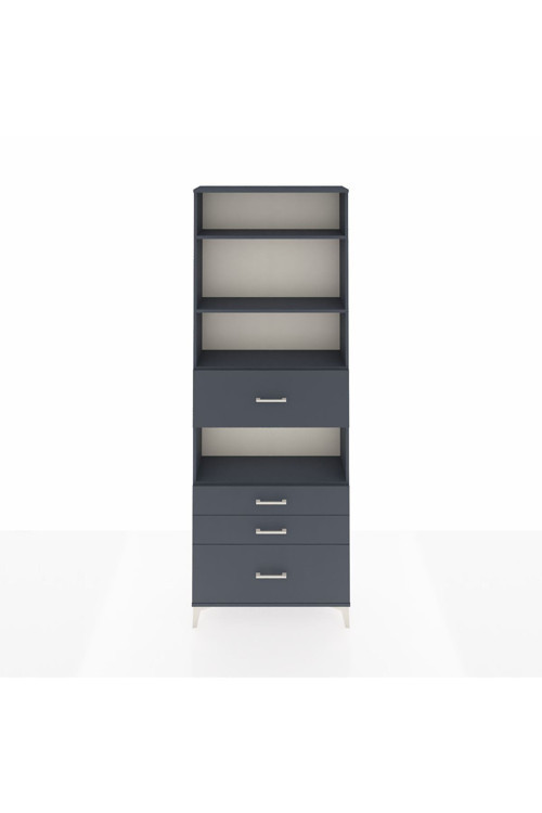 Arges Dolap 4 Raflı 4 Çekmeceli 88x30x243 Antrasit-Antrasit