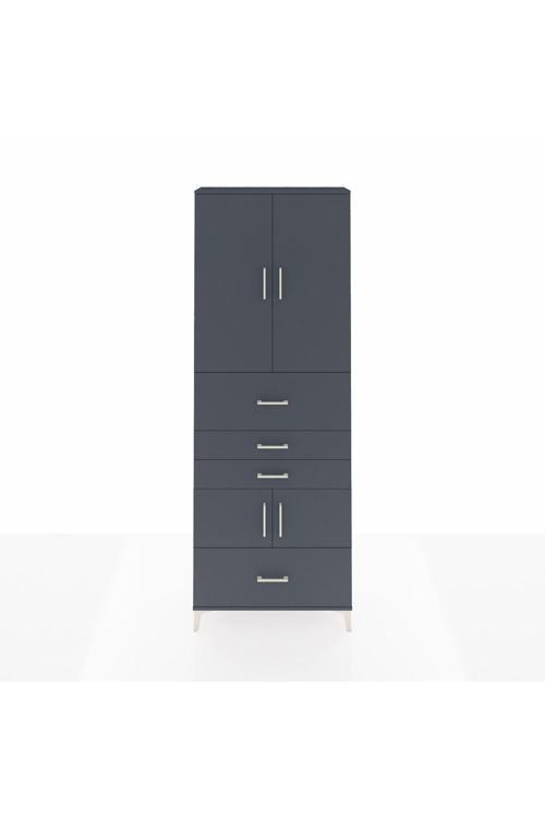 Arges Dolap 4 Raflı 4 Çekmeceli 4 Kapaklı 88x30x243 Antrasit-Antrasit