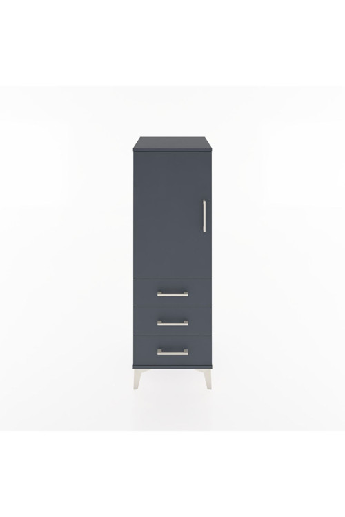 Hyperion Dolap 2 Raflı 3 Çekmeceli Tek Kapaklı 44x44x134 Antrasit-Antrasit