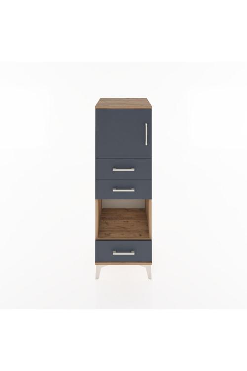 Hyperion Dolap 2 Raflı 3 Çekmeceli Tek Kapaklı 44x44x134 Çam-Antrasit