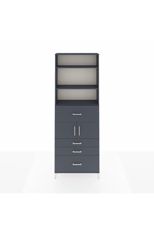 Arges Dolap 4 Raflı 4 Çekmeceli 2 Kapaklı 88x30x243 Antrasit-Antrasit