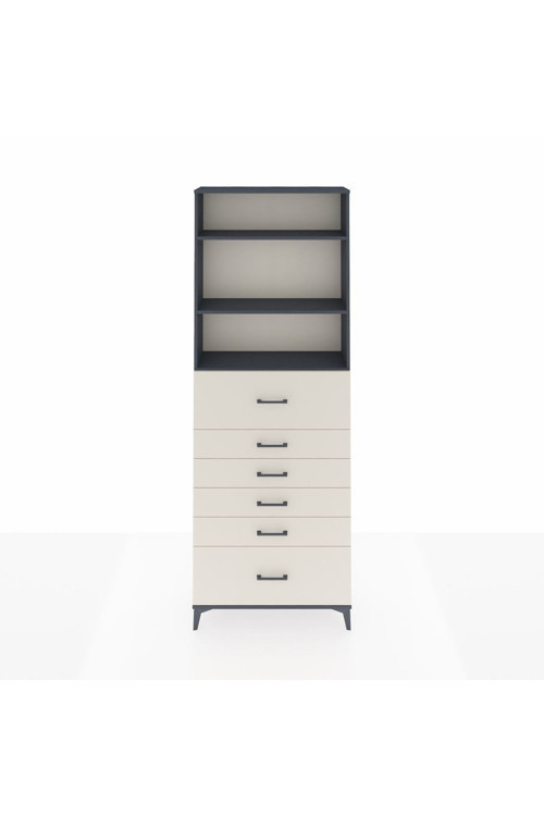 Arges Dolap 3 Raflı 6 Çekmeceli 88x30x243 Antrasit-Aytaşı