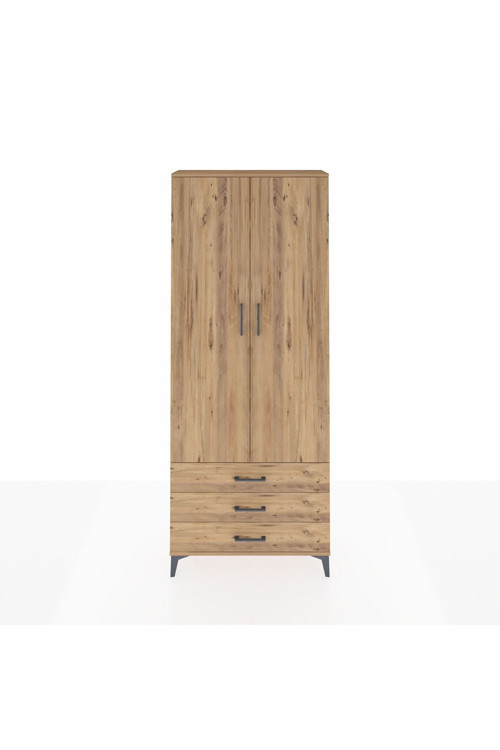 Arges Dolap 4 Raflı 3 Çekmeceli 2 Kapaklı 88x30x221 Çam-Çam