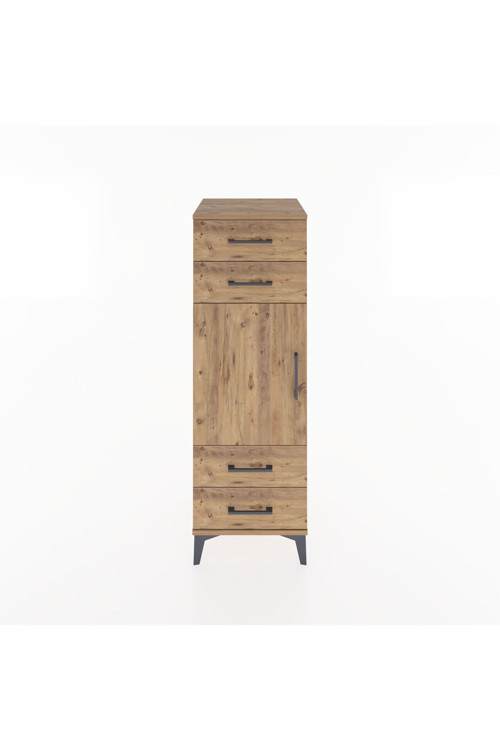 Hyperion Dolap 2 Raflı 4 Çekmeceli Tek Kapaklı 44x44x134 Çam-Çam