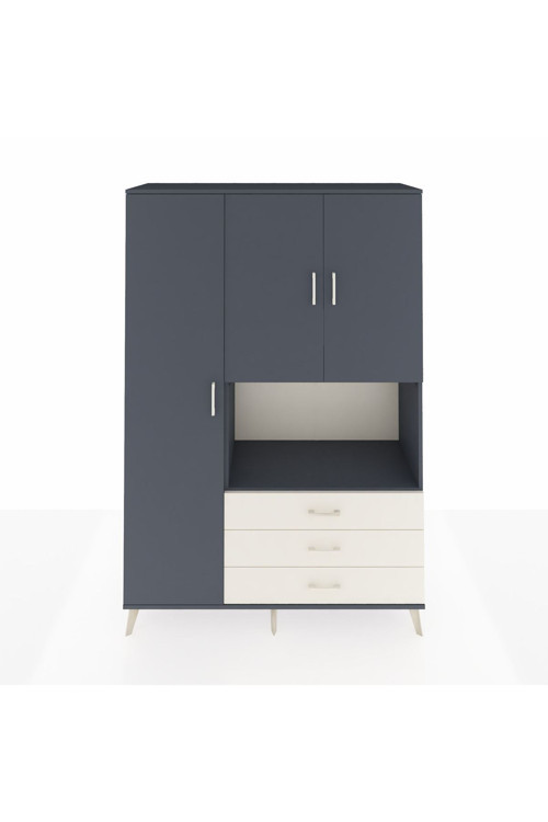 Hyperion Dolap 6 Raflı 3 Çekmeceli 3 Kapaklı 132 x 44 x 195 cm Antrasit - Antrasit - Aytaşı