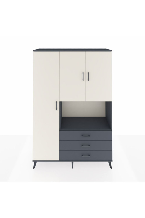 Hyperion Dolap 6 Raflı 3 Çekmeceli 3 Kapaklı 132 x 44 x 195 cm Antrasit - Aytaşı - Antrasit