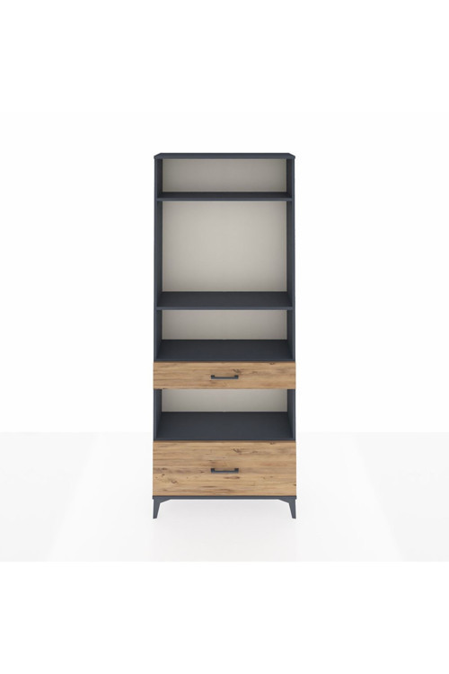 Arges Dolap 4 Raflı 2 Çekmeceli 88 x 30 x 221 cm Antrasit - Çam