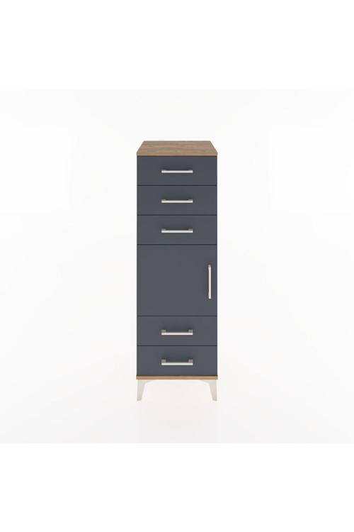 Hyperion Dolap 1 Raflı 5 Çekmeceli 1 Kapaklı 44 x 44 x 134 cm Çam - Antrasit