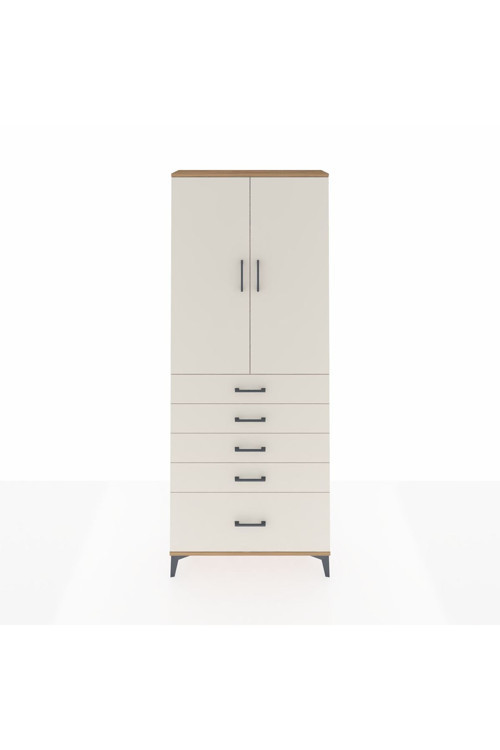 Arges Dolap 3 Raflı 5 Çekmeceli 2 Kapaklı 88 x 30 x 221 cm Çam - Aytaşı