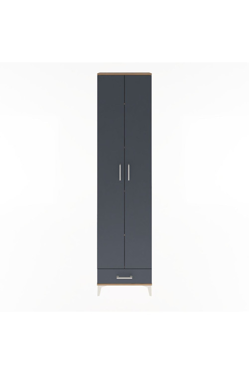 Arges Dolap 5 Raflı 1 Çekmeceli 2 Kapaklı 60 x 30 x 243 cm Çam - Antrasit