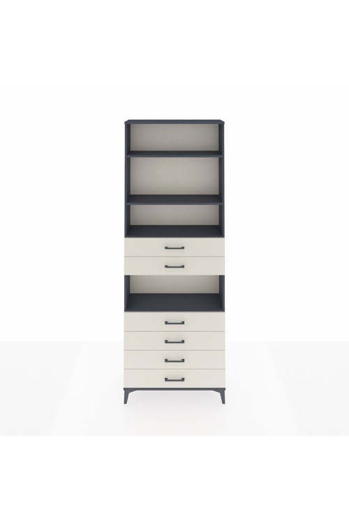 Arges Dolap 4 Raflı 6 Çekmeceli 88x30x243 Antrasit-Aytaşı