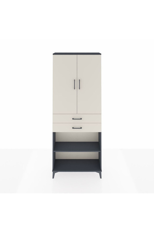 Arges Dolap 4 Raflı 2 Çekmeceli 2 Kapaklı 88x30x221 Antrasit-Aytaşı