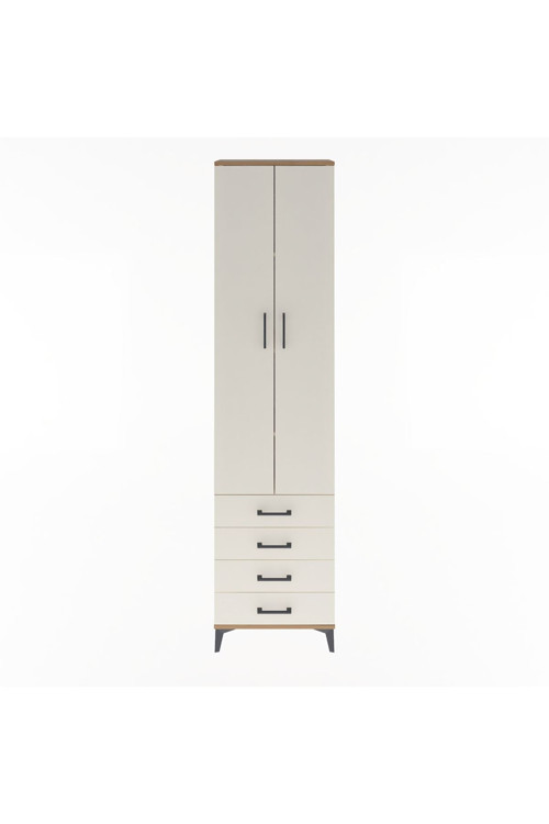 Arges Dolap 4 Raflı 4 Çekmeceli 2 Kapaklı 60x30x243 Çam-Aytaşı