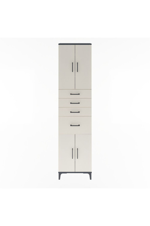 Arges Dolap 5 Raflı 4 Çekmeceli 4 Kapaklı 60x30x243 Antrasit-Aytaşı