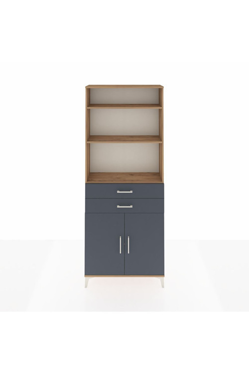 Arges Dolap 4 Raflı 2 Çekmeceli 2 Kapaklı 88x30x221 Çam-Antrasit