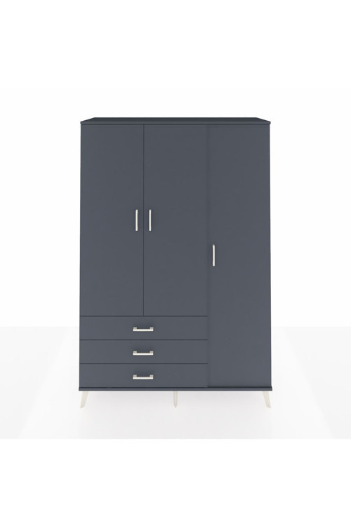 Hyperion Gardrop 6 Raflı 3 Çekmeceli 1 Askılı 132 x 44 x 195 cm Antrasit - Antrasit