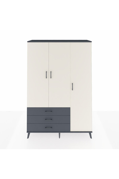 Hyperion Dolap 6 Raflı 3 Çekmeceli 1 Askılı 132 x 44 x 195 cm Antrasit - Aytaşı - Antrasit