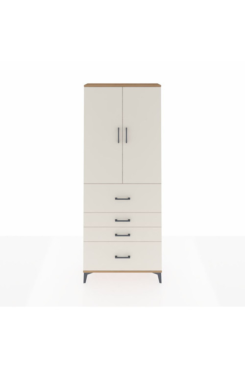 Arges Dolap 2 Raflı 4 Çekmeceli 2 Kapaklı 88x30x221 Çam-Aytaşı