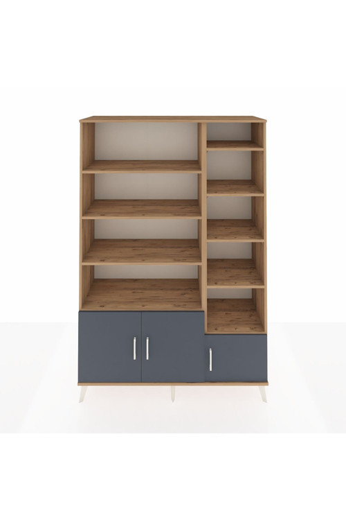 Hyperion Dolap 10 Raflı 3 Kapaklı 132 x 44 x 195 cm Çam - Antrasit - Çam