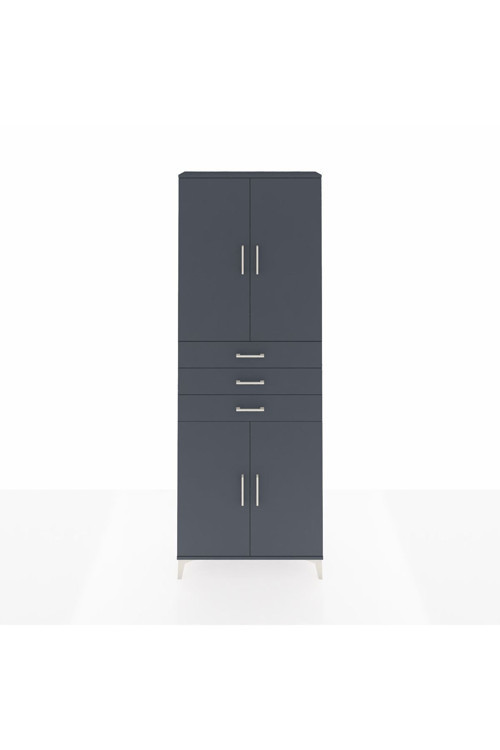 Arges Dolap 4 Raflı 3 Çekmeceli 4 Kapaklı 88x30x243 Antrasit-Antrasit