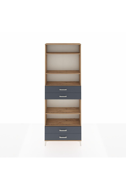 Arges Dolap 5 Raflı 4 Çekmeceli 88x30x243 Çam-Antrasit