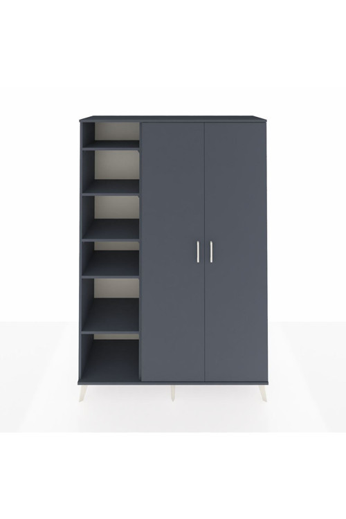 Hyperion Gardrop 7 Raflı 2 Kapaklı 1 Askılı 132 x 44 x 195 cm Antrasit - Antrasit