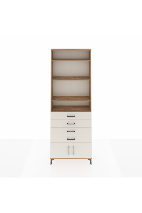 Arges Dolap 4 Raflı 4 Çekmeceli 2 Kapaklı 88x30x243 Çam-Aytaşı