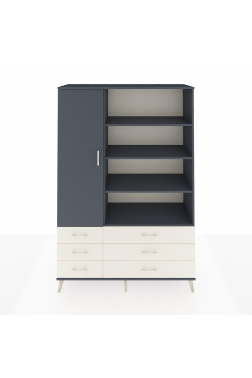 Hyperion Dolap 8 Raflı 6 Çekmeceli 1 Kapaklı 132 x 44 x 195 cm Antrasit - Antrasit - Aytaşı