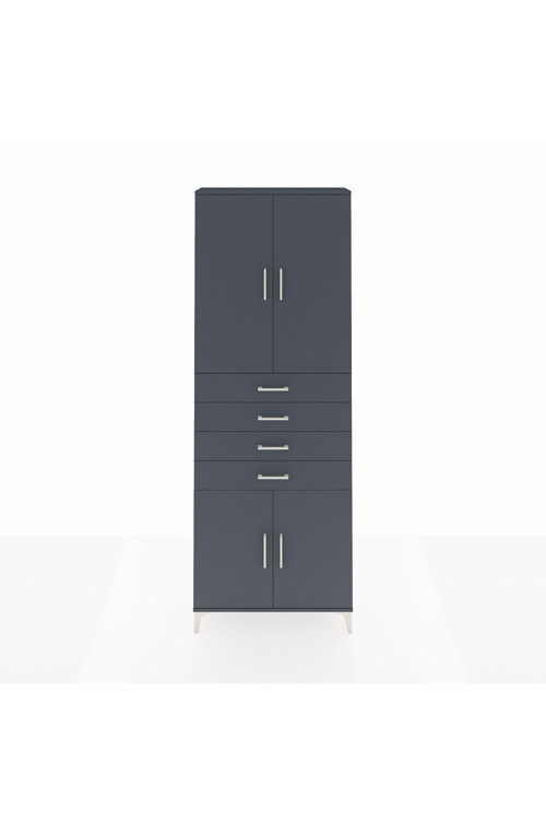 Arges Dolap 3 Raflı 4 Çekmeceli 4 Kapaklı 88 x 30 x 243 cm Antrasit - Antrasit