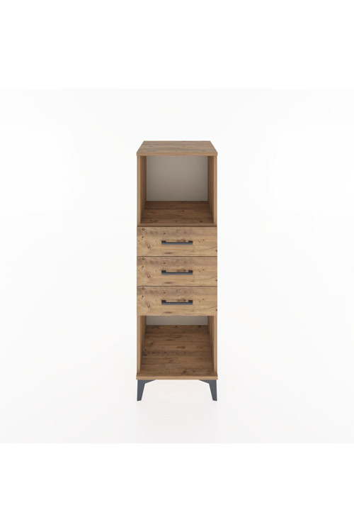 Hyperion Dolap Tek Raflı 3 Çekmeceli 44x44x134 Çam-Çam