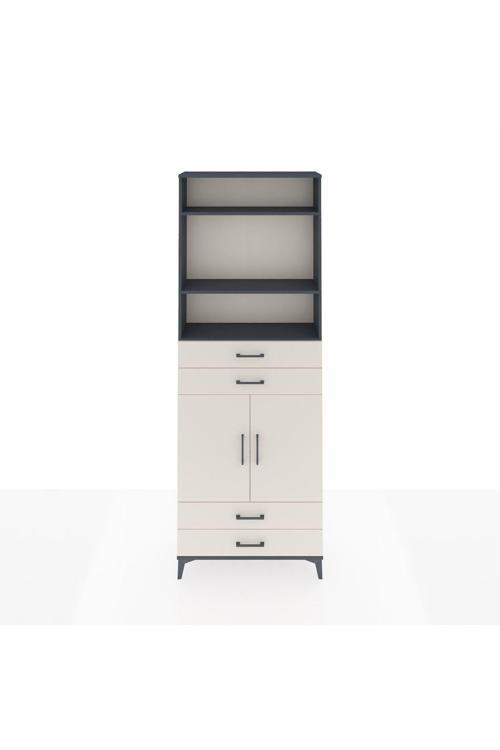 Arges Dolap 5 Raflı 4 Çekmeceli 2 Kapaklı 88x30x243 Antrasit-Aytaşı