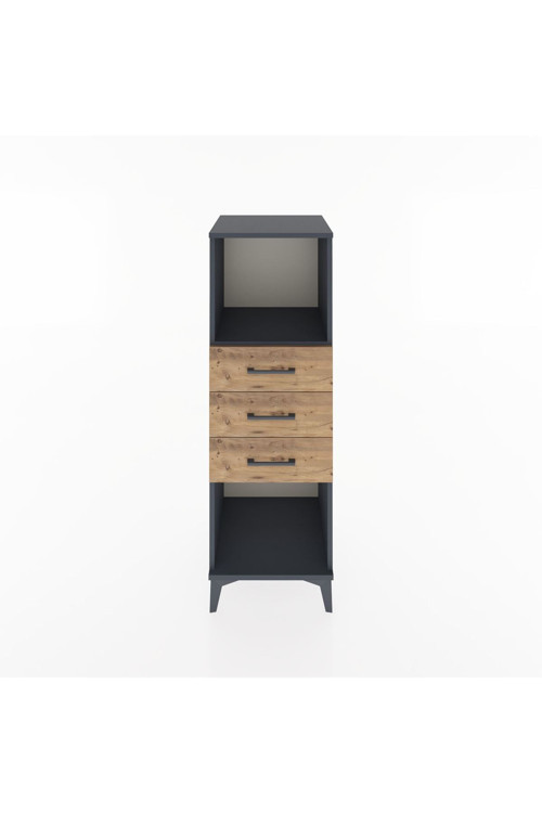 Hyperion Dolap Tek Raflı 3 Çekmeceli 44x44x134 Antrasit-Çam