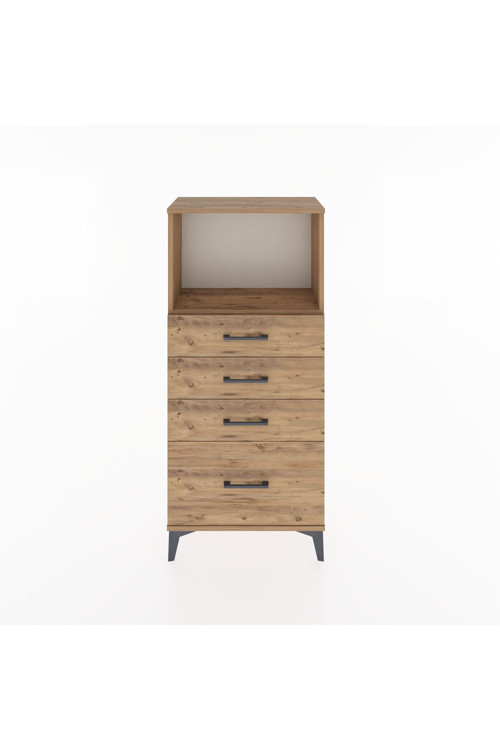 Hyperion Dolap Tek Raflı 4 Çekmeceli 60x44x134 Çam-Çam