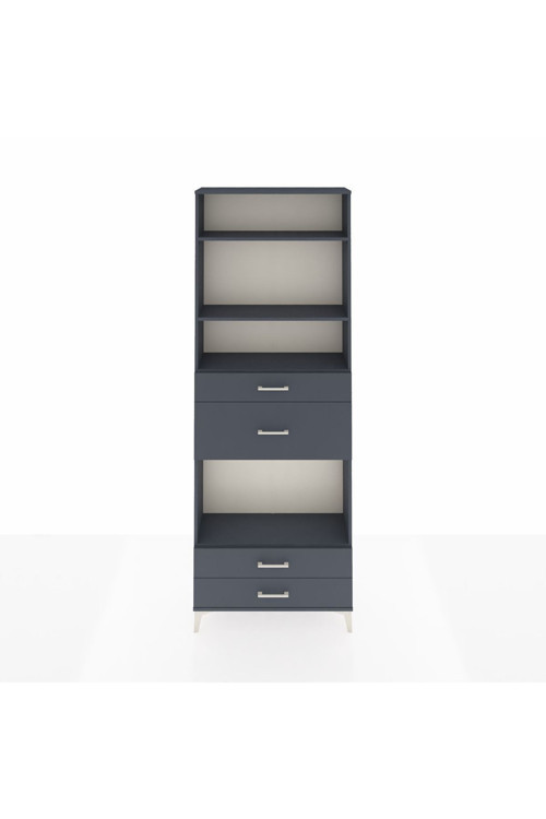 Arges Dolap 4 Raflı 4 Çekmeceli 88x30x243 Antrasit-Antrasit