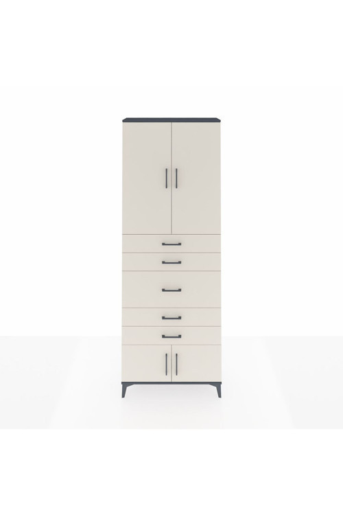 Arges Dolap 3 Raflı 5 Çekmeceli 4 Kapaklı 88x30x243 Antrasit-Aytaşı