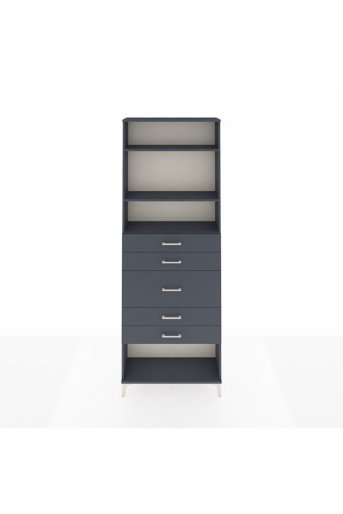 Arges Dolap 3 Raflı 5 Çekmeceli 88x30x243 Antrasit-Antrasit