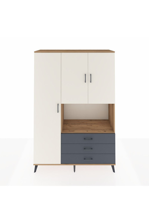 Hyperion Dolap 6 Raflı 3 Çekmeceli 3 Kapaklı 132 x 44 x 195 cm Çam - Aytaşı - Antrasit
