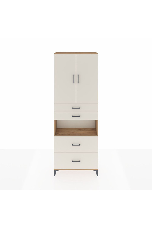 Arges Dolap 4 Raflı 4 Çekmeceli 2 Kapaklı 88x30x243 Çam-Aytaşı