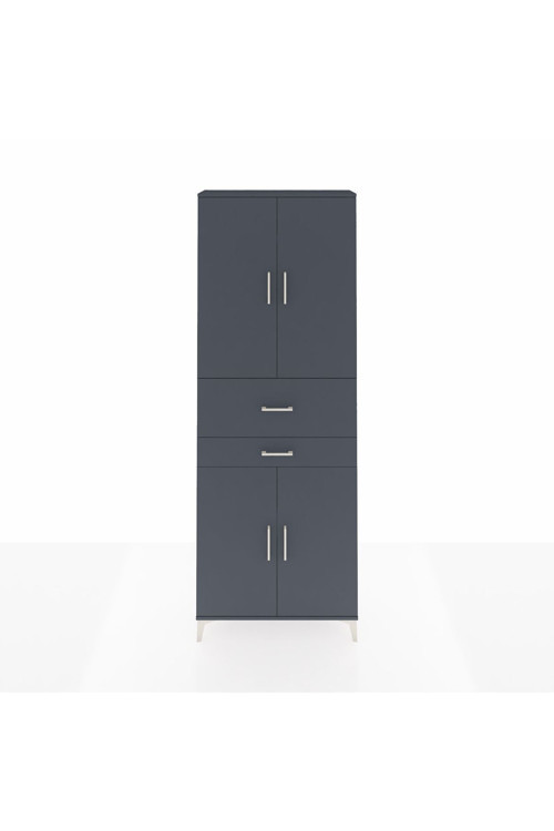 Arges Dolap 4 Raflı 2 Çekmeceli 4 Kapaklı 88 x 30 x 243 cm Antrasit - Antrasit
