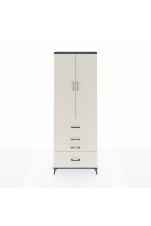 Arges Dolap 4 Raflı 4 Çekmeceli 2 Kapaklı 88x30x243 Antrasit-Aytaşı