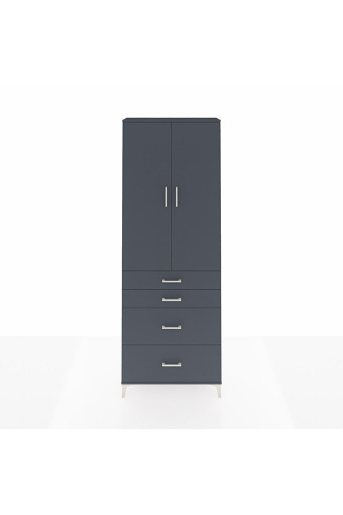 Arges Dolap 4 Raflı 4 Çekmeceli 2 Kapaklı 88x30x243 Antrasit-Antrasit