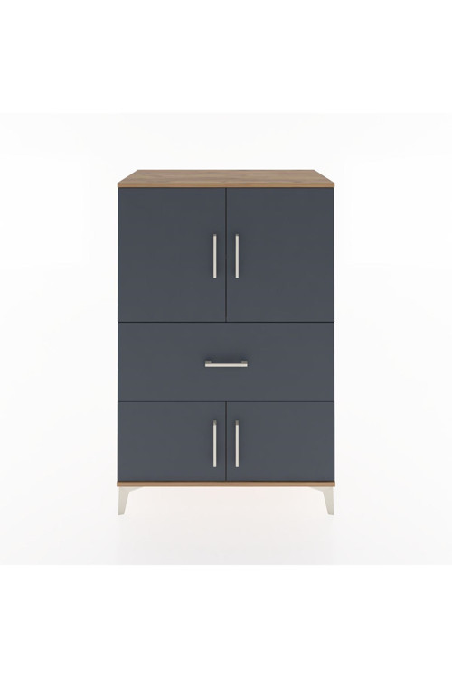 Hyperion Dolap 2 Raflı 1 Çekmeceli 4 Kapaklı 88 x 44 x 134 cm Çam - Antrasit