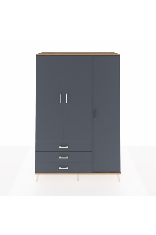 Hyperion Gardrop 6 Raflı 3 Çekmeceli Tek Askılı 132x44x195 Çam-Antrasit